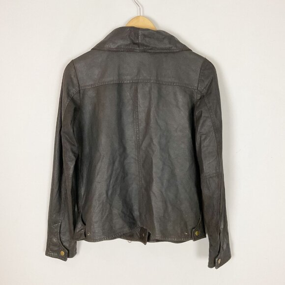 Vtg Y2K Gap Leather Moto Jacket Dark Brown Boho Retro Women's - Picture 3 of 5